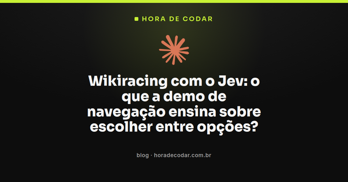 Demonstração de Wikiracing com o Jev navegando entre páginas da Wikipédia