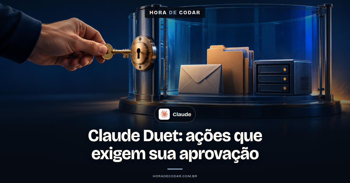Ilustração representando o Claude Duet pedindo aprovação do usuário antes de executar uma ação