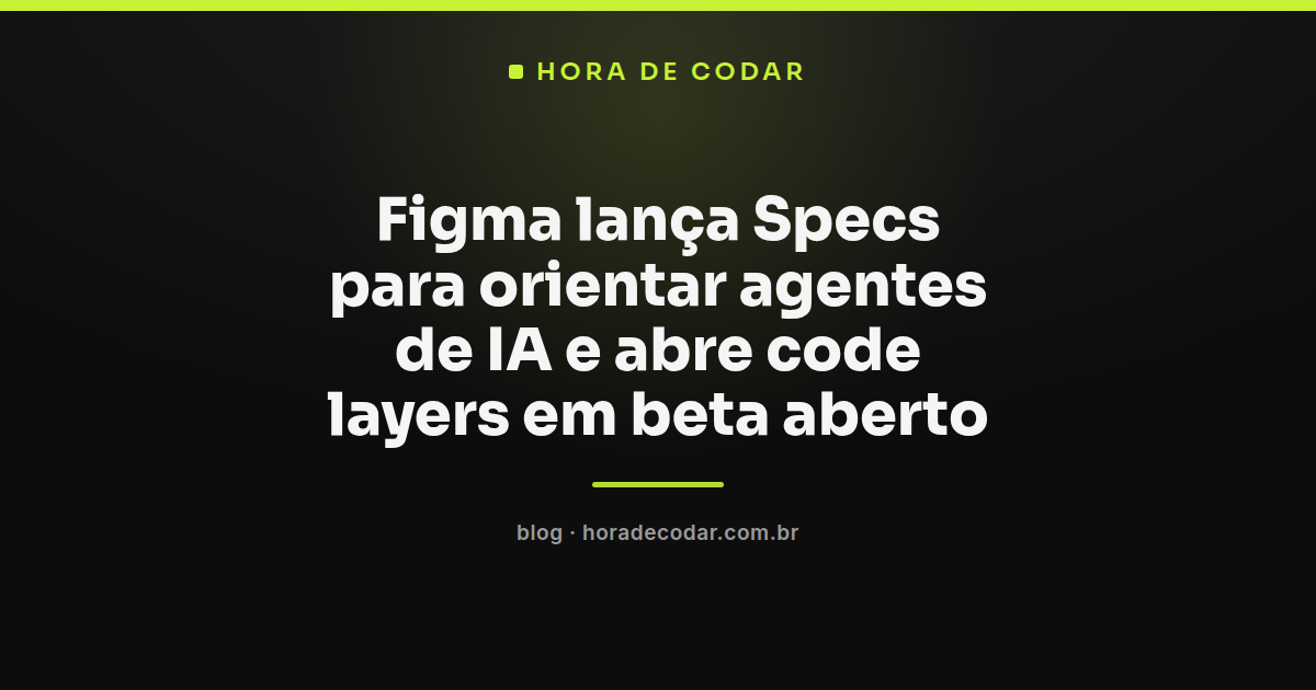Ilustração do canvas do Figma com camadas de código ao lado de um painel representando agentes de IA