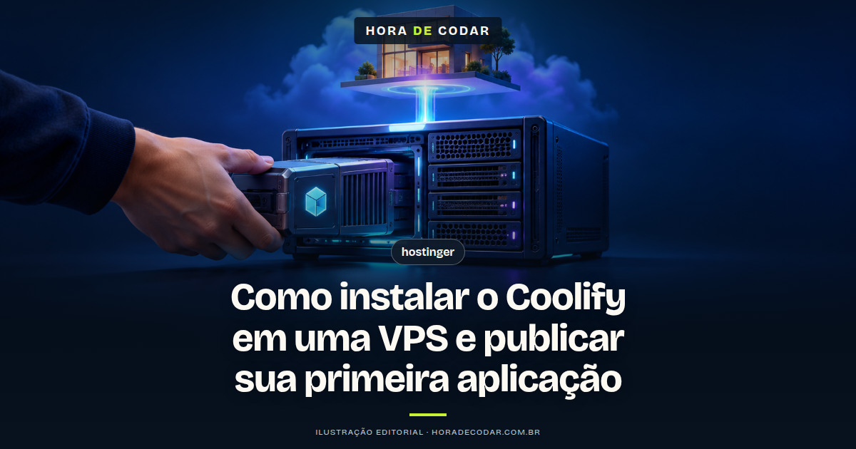 Ilustração de um servidor VPS e de uma aplicação na nuvem para o tutorial de Coolify.