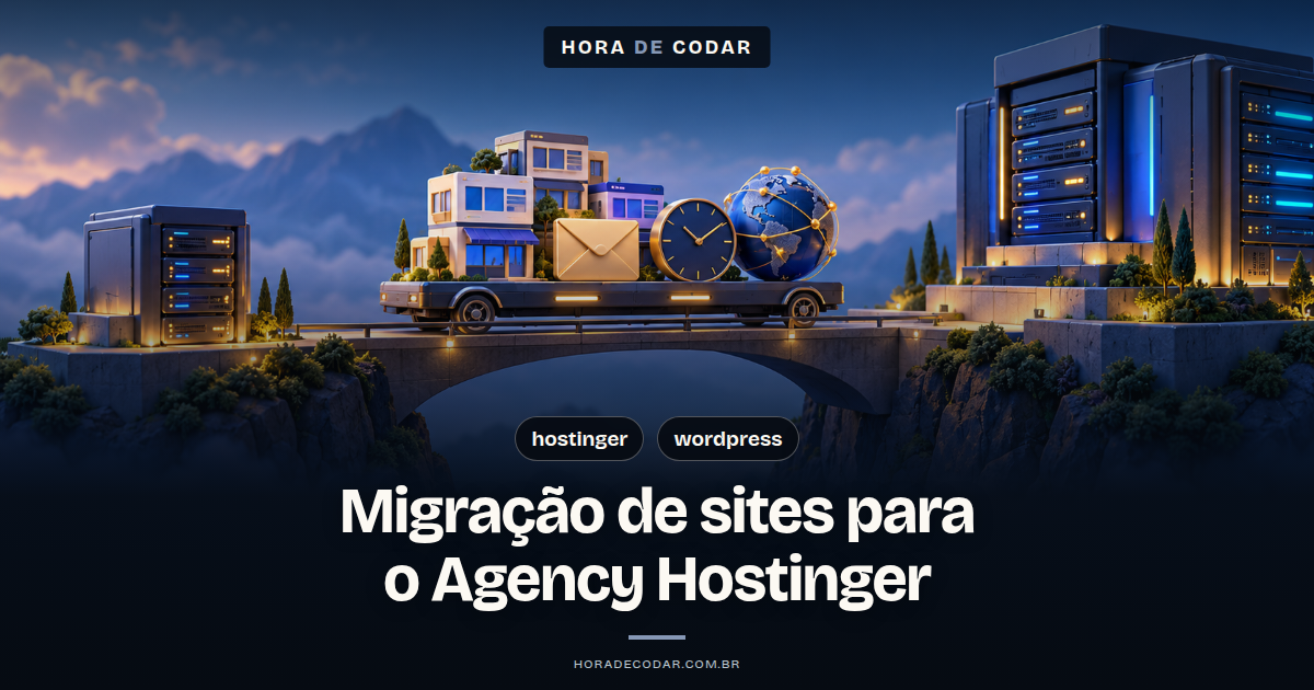 Ilustração de sites de clientes sendo migrados para o plano Agency da Hostinger