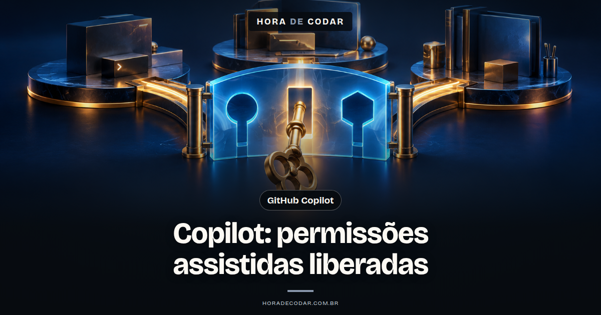 Ilustração representando permissões assistidas do GitHub Copilot em uso no VS Code