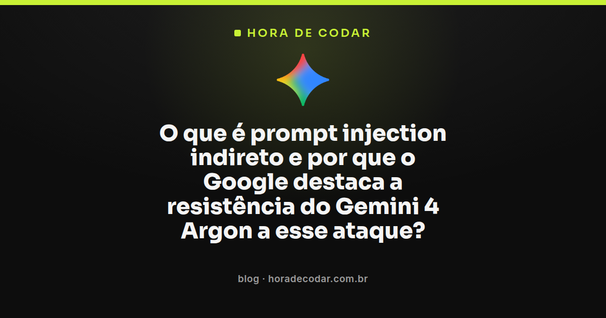 ilustração de prompt injection indireto mostrando instrução maliciosa escondida em uma página web lida por um agente de IA