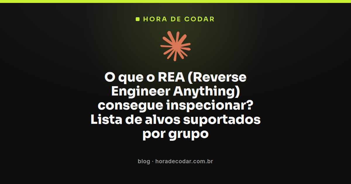 lista de tipos de arquivo e alvos que o REA Reverse Engineer Anything consegue inspecionar