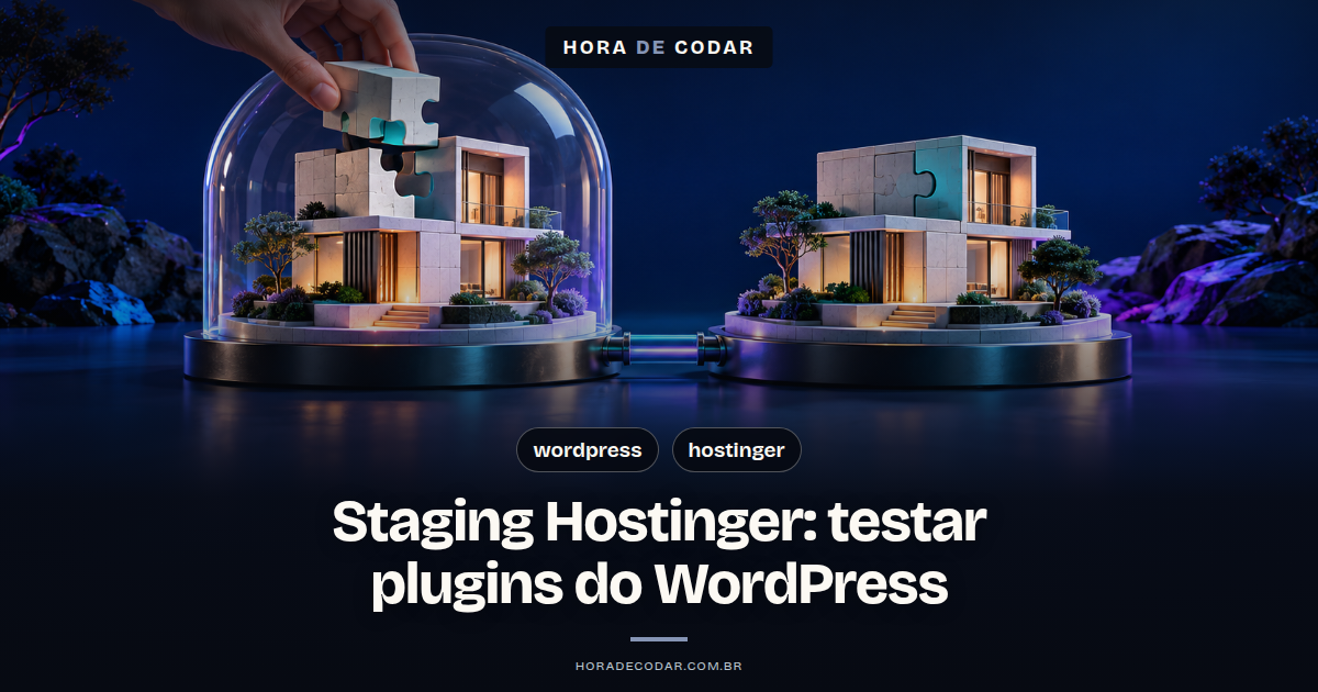 Ilustração de painel de hospedagem com site WordPress em ambiente de staging ao lado da versão publicada