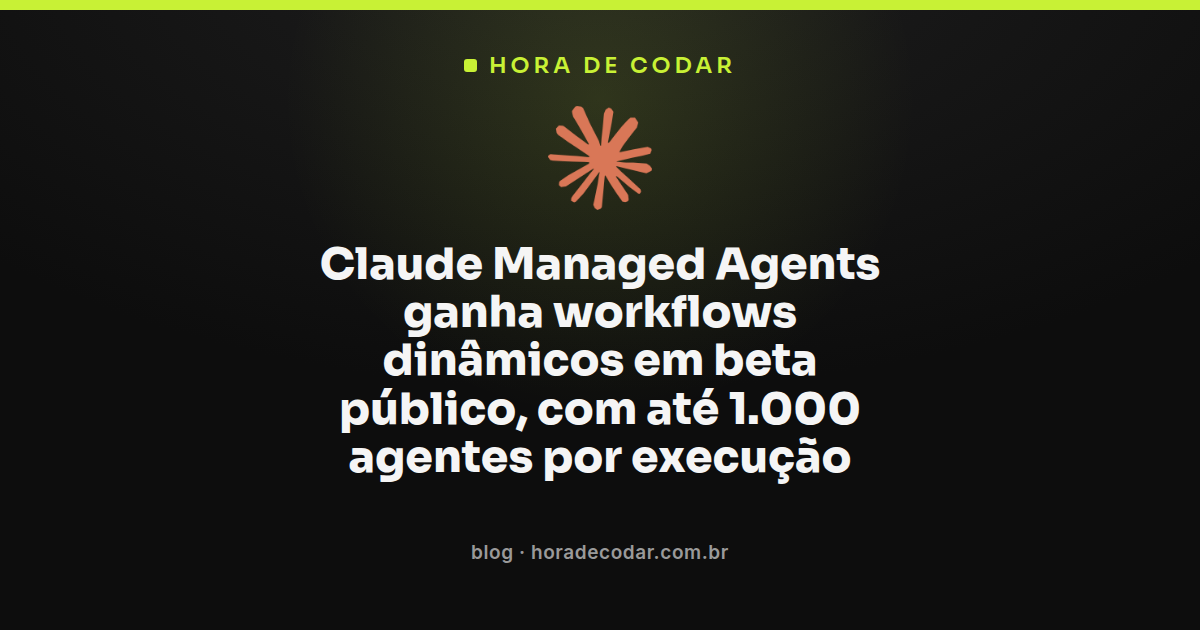 diagrama de workflows dinâmicos do Claude Managed Agents com agente líder distribuindo tarefas entre até 1.000 agentes